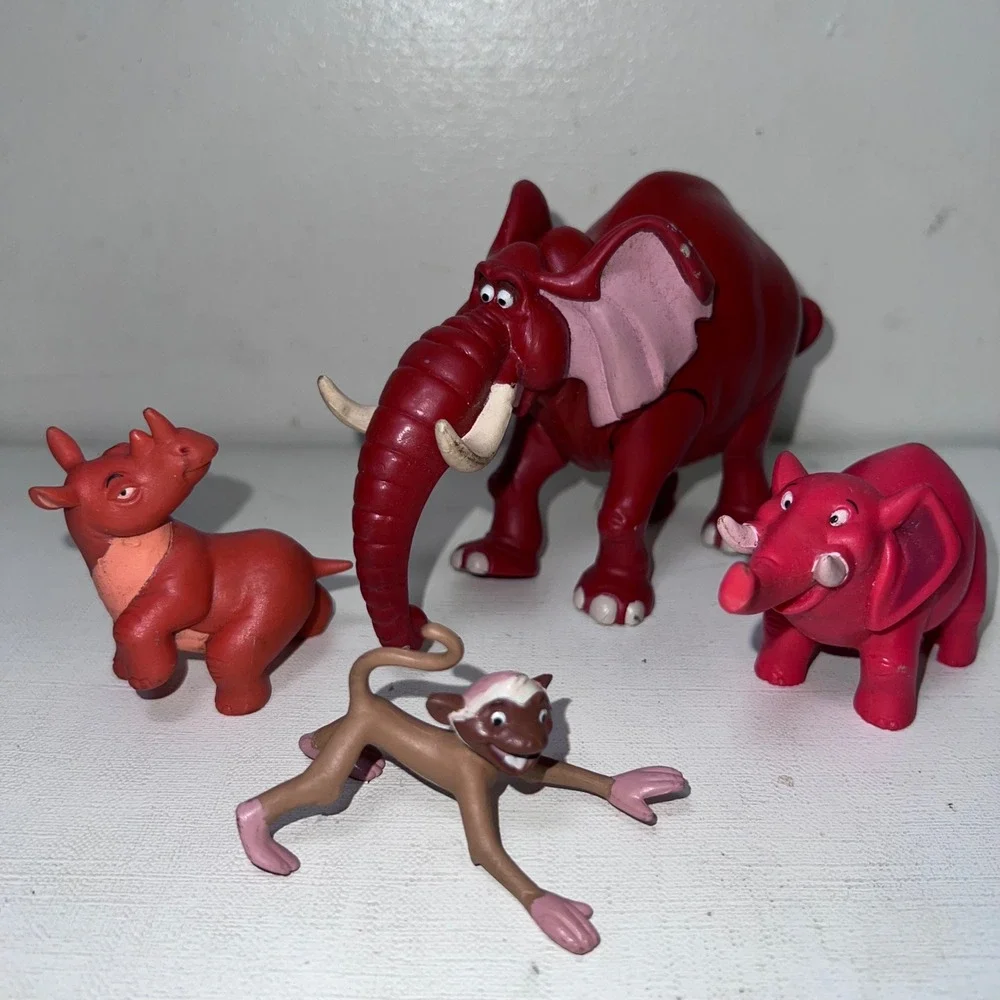 Vtg Disney Tarzan Figure Lot Tantor Elephant Terk Rhino 1999 Action Cake Topper